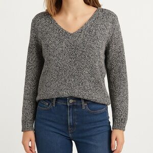 10TREE 100% organic cotton knit sweater v neck black white comfortable large